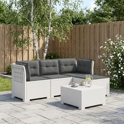4-personers Have Sofa med Hynder Rattan Look PP Hvid