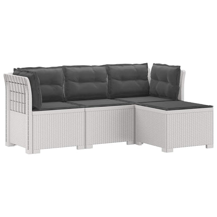 4-personers Have Sofa med Hynder Rattan Look PP Hvid