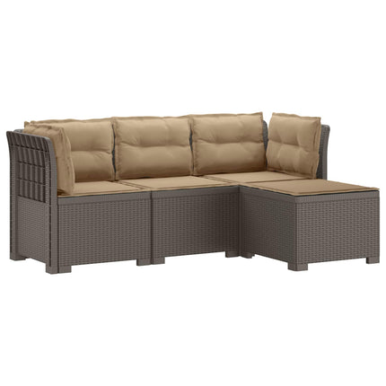 4-personers Have Sofa med Hynder Rattan Look PP Lysegrå