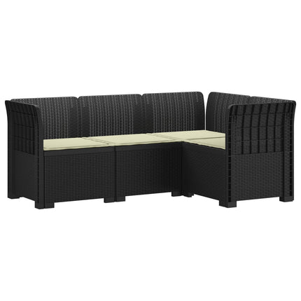 4-Persons Have Sofa med Puder Rattan Look PP Antracit
