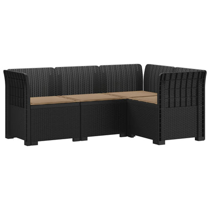 4-Persons Have Sofa med Puder Rattan Look PP Antracit