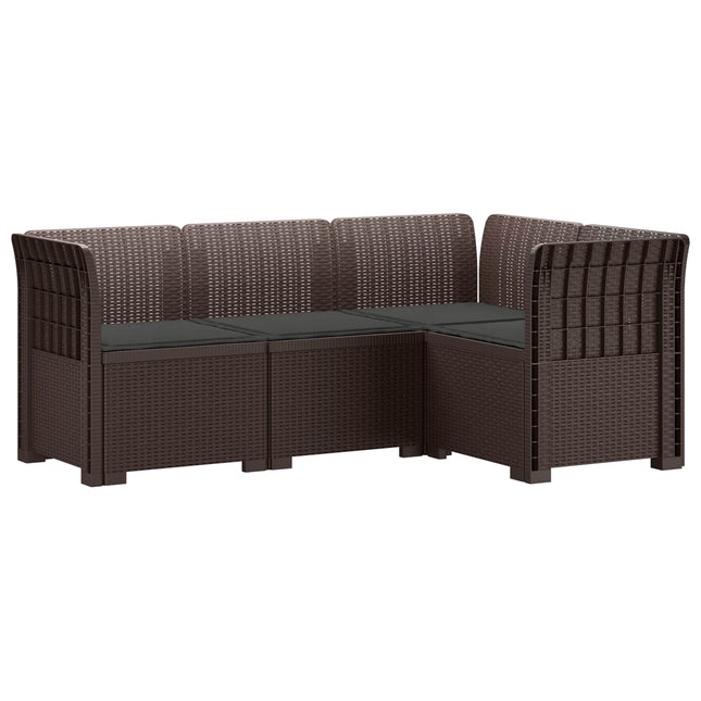 4-Persons Have Sofa med Puder Rattan Look PP Brun