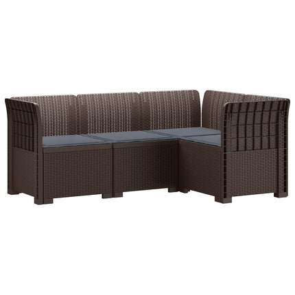 4-Persons Have Sofa med Puder Rattan Look PP Brun