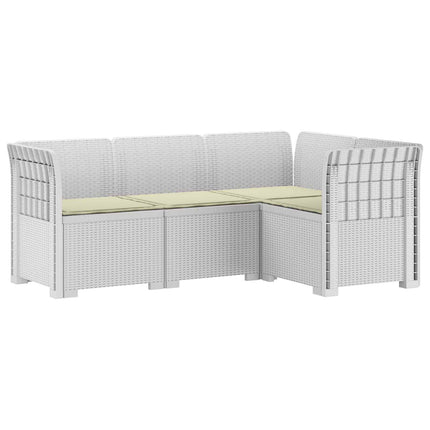 4-Persons Have Sofa med Puder Rattan Look PP Hvid