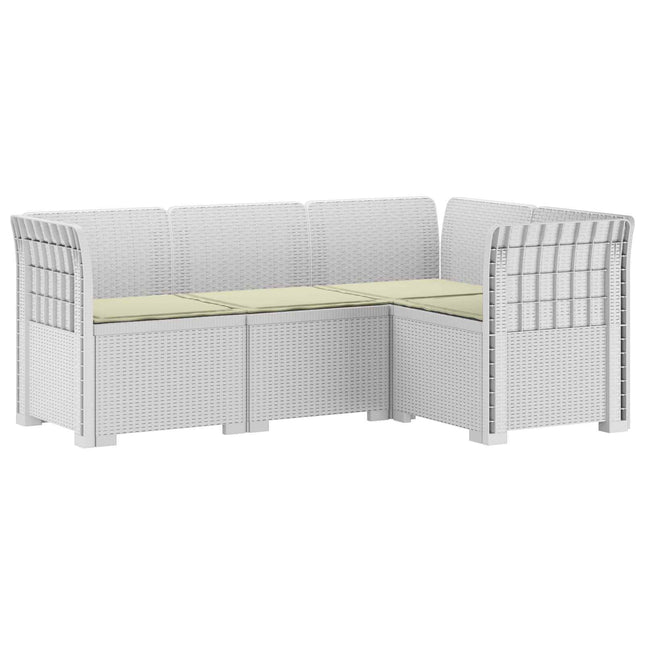4-Persons Have Sofa med Puder Rattan Look PP Hvid