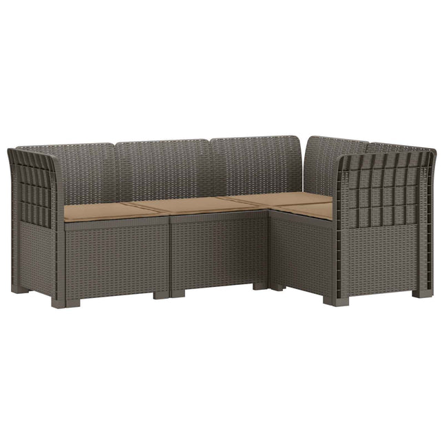 4-Persons Have Sofa med Puder Rattan Look PP Lysegrå