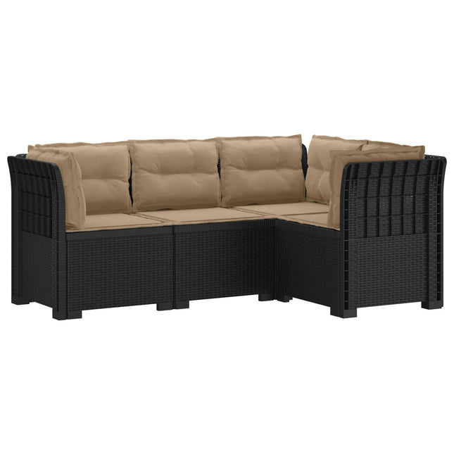 4-Persons Have Sofa med Puder Rattan Look PP Antracit