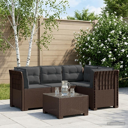 4-Persons Have Sofa med Puder Rattan Look PP Brun