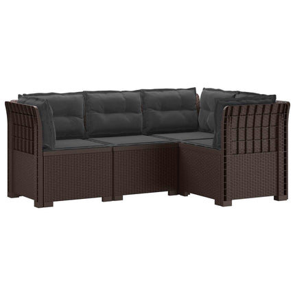 4-Persons Have Sofa med Puder Rattan Look PP Brun