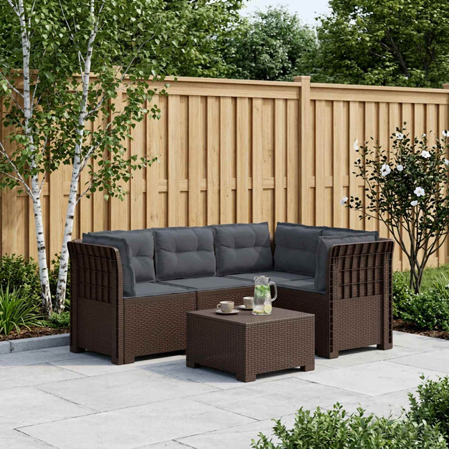 4-Persons Have Sofa med Puder Rattan Look PP Brun