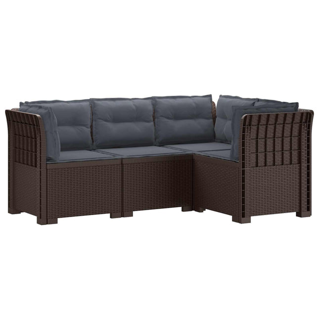 4-Persons Have Sofa med Puder Rattan Look PP Brun