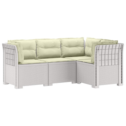 4-Persons Have Sofa med Puder Rattan Look PP Hvid