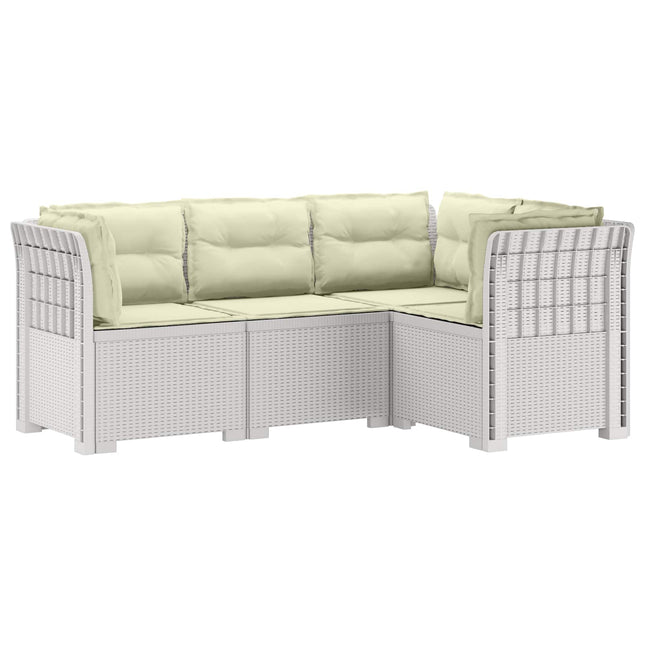 4-Persons Have Sofa med Puder Rattan Look PP Hvid