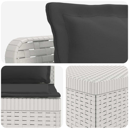 4-Persons Have Sofa med Puder Rattan Look PP Hvid