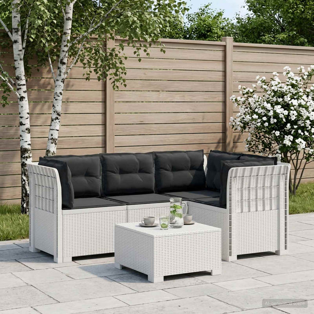 4-Persons Have Sofa med Puder Rattan Look PP Hvid