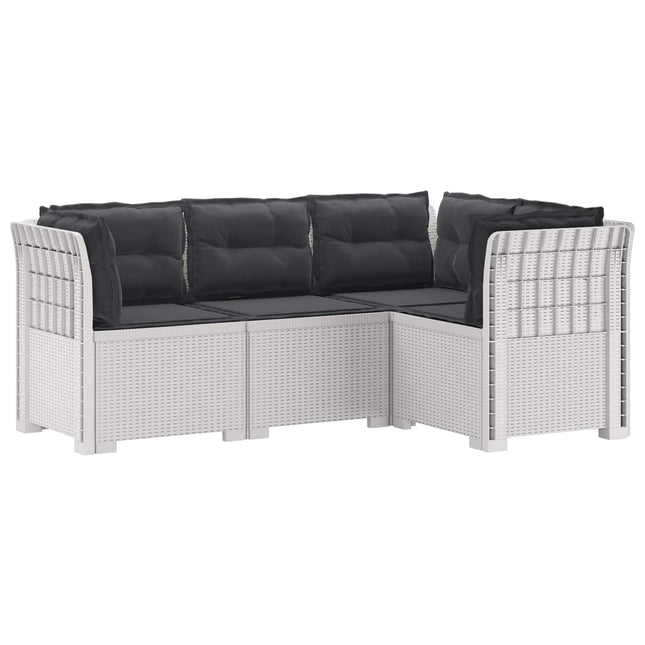 4-Persons Have Sofa med Puder Rattan Look PP Hvid