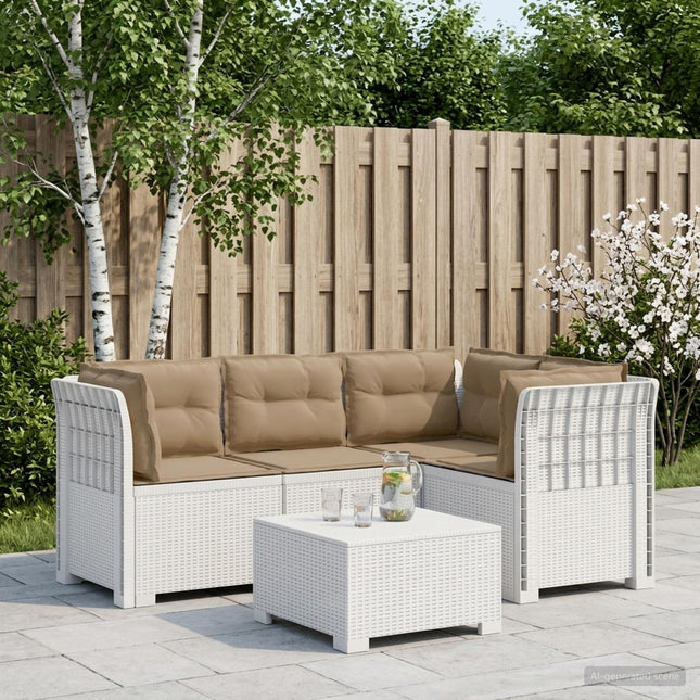 4-Persons Have Sofa med Puder Rattan Look PP Hvid