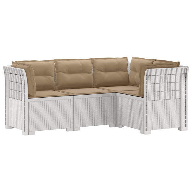 4-Persons Have Sofa med Puder Rattan Look PP Hvid