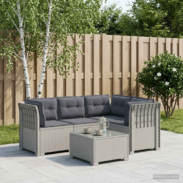 4-Persons Have Sofa med Puder Rattan Look PP Hvid
