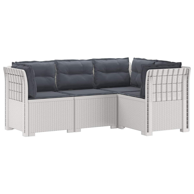 4-Persons Have Sofa med Puder Rattan Look PP Hvid