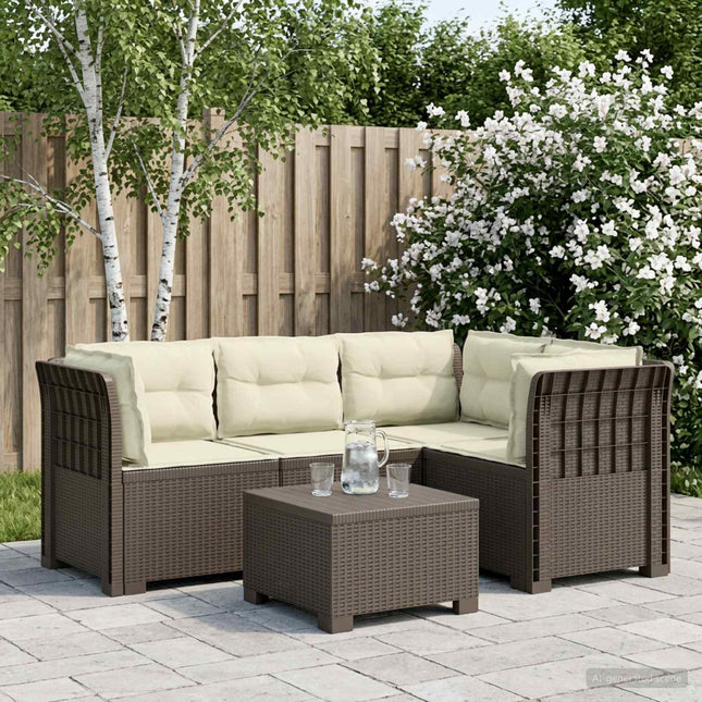 4-Persons Have Sofa med Puder Rattan Look PP Lysegrå