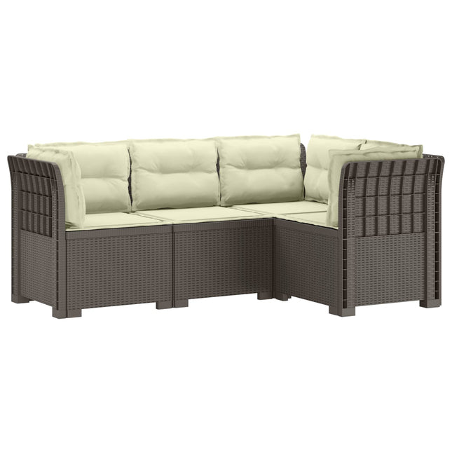 4-Persons Have Sofa med Puder Rattan Look PP Lysegrå