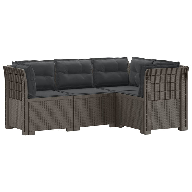 4-Persons Have Sofa med Puder Rattan Look PP Lysegrå