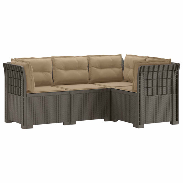 4-Persons Have Sofa med Puder Rattan Look PP Lysegrå