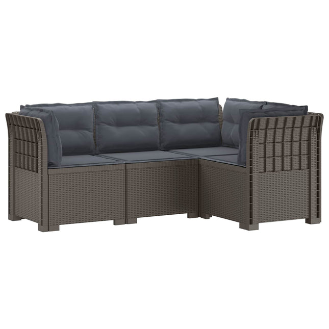 4-Persons Have Sofa med Puder Rattan Look PP Lysegrå