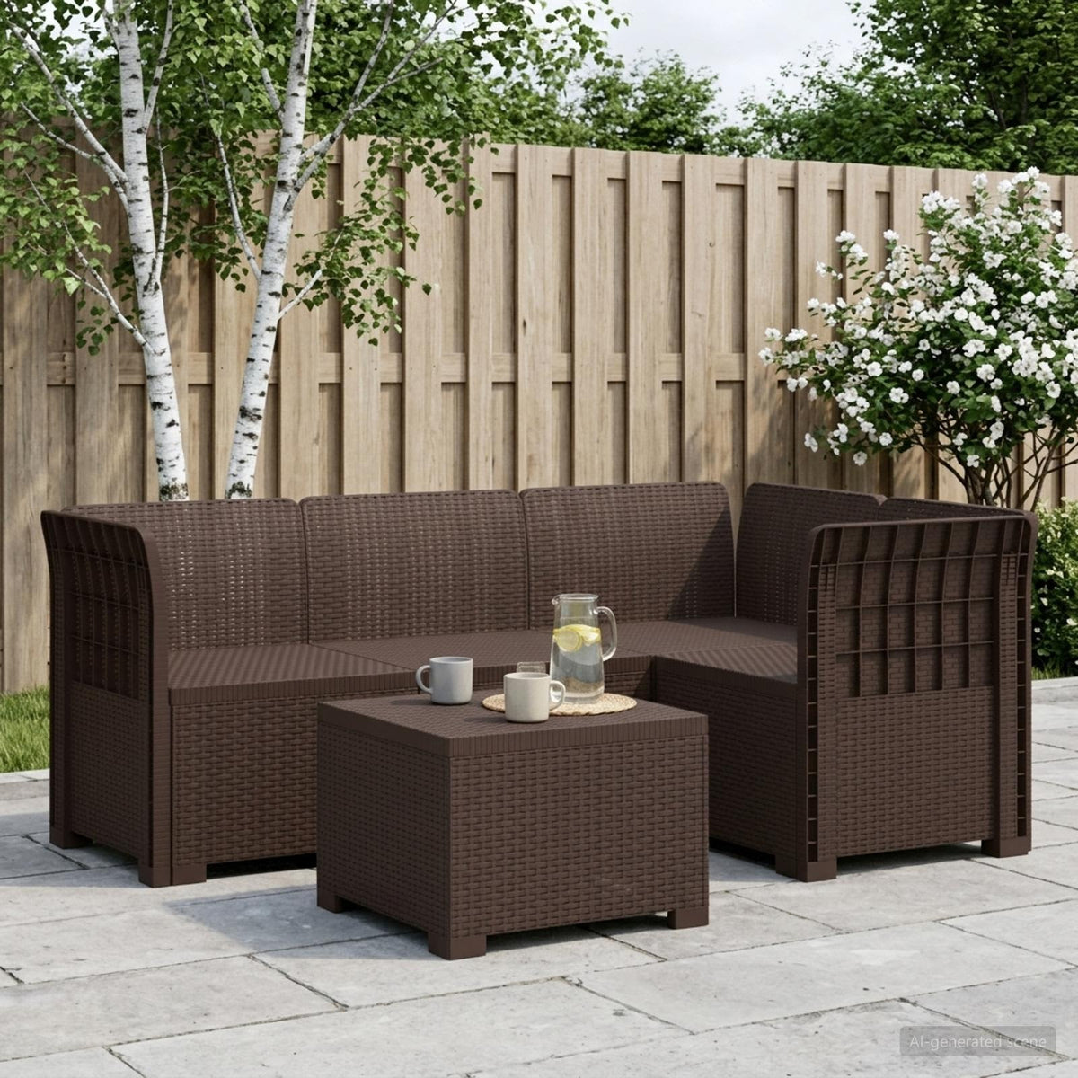 4-personers Have Sofa Rattan Look PP Brun