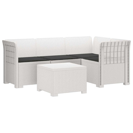 4-personers Have Sofa med Hynder Rattan Look PP Hvid