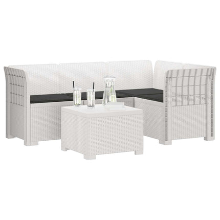4-personers Have Sofa med Hynder Rattan Look PP Hvid