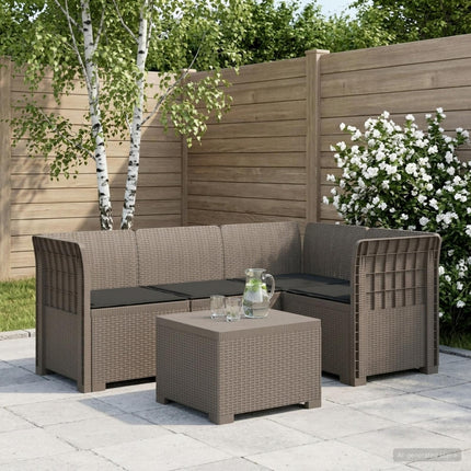 4-personers Have Sofa med Hynder Rattan Look PP Lysegrå