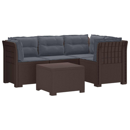 4-personers Have Sofa med Hynder Rattan Look PP Brun