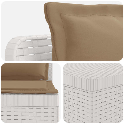 4-personers Have Sofa med Hynder Rattan Look PP Hvid