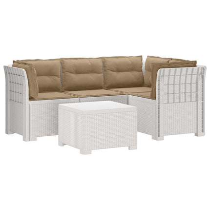 4-personers Have Sofa med Hynder Rattan Look PP Hvid