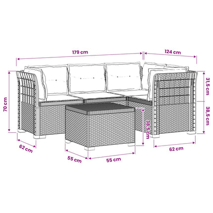 4-personers Have Sofa med Hynder Rattan Look PP Hvid