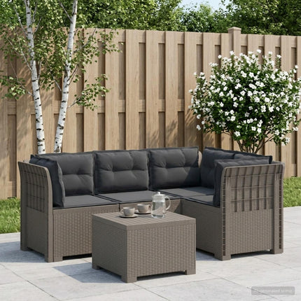 4-personers Have Sofa med Hynder Rattan Look PP Lysegrå
