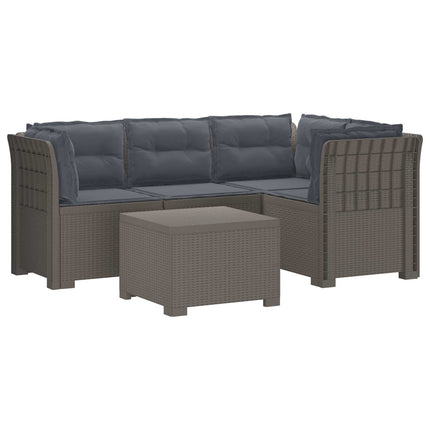 4-personers Have Sofa med Hynder Rattan Look PP Lysegrå