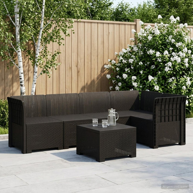 5-personers Havemøbel Sofa Rattan Look PP Antracit