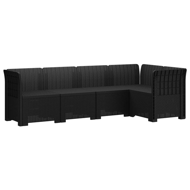 5-personers Havemøbel Sofa Rattan Look PP Antracit