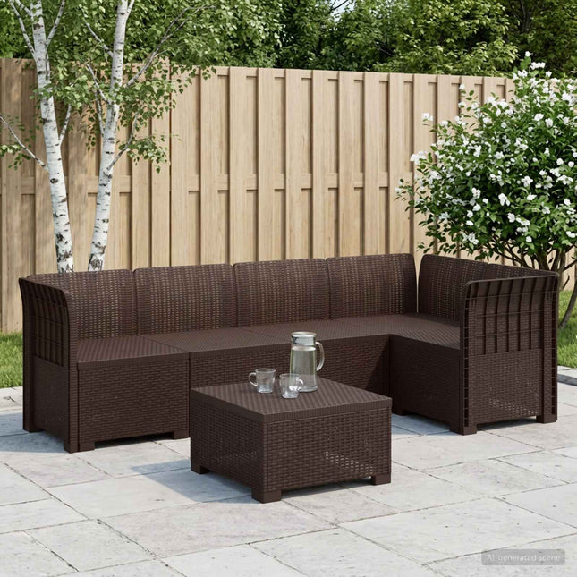 5-personers Havemøbel Sofa Rattan Look PP Brun