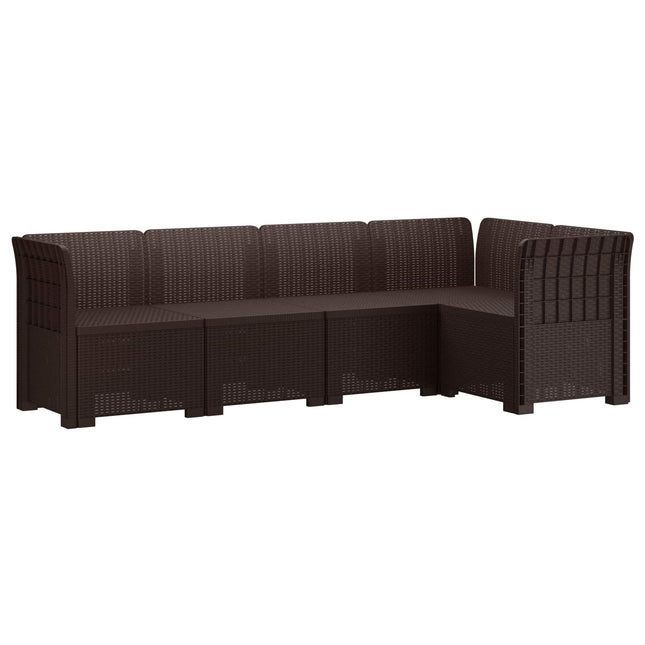 5-personers Havemøbel Sofa Rattan Look PP Brun