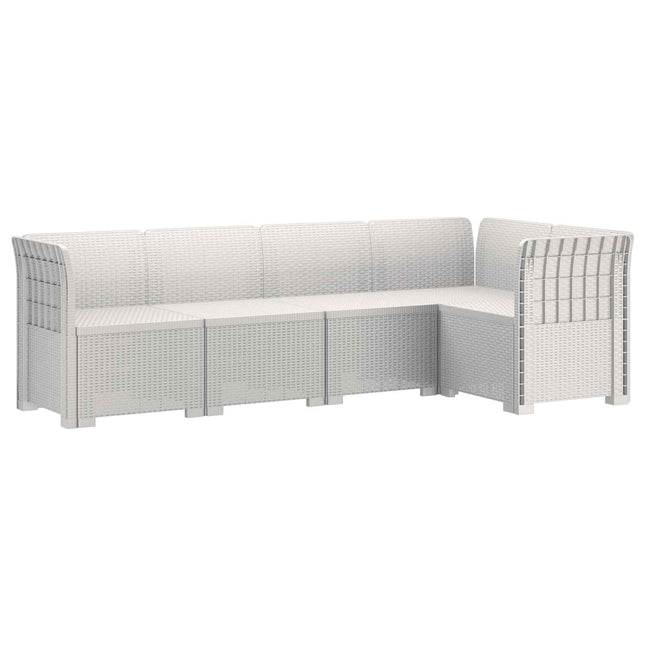 5-personers Havemøbel Sofa Rattan Look PP Hvid