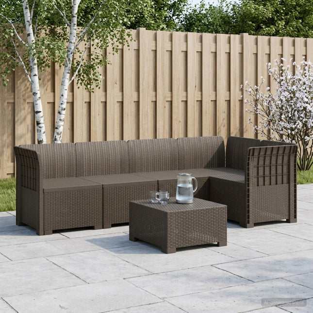 5-personers Havemøbel Sofa Rattan Look PP Lysegrå