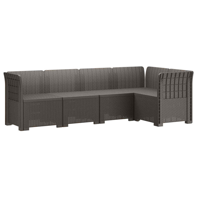 5-personers Havemøbel Sofa Rattan Look PP Lysegrå