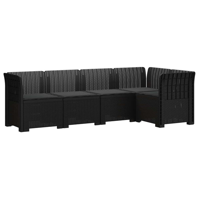 5-personers Havemøbel Sofa med Hynder Rattan Look PP Antracit