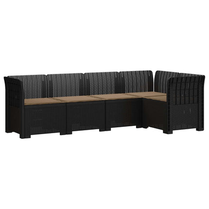 5-personers Havemøbel Sofa med Hynder Rattan Look PP Antracit