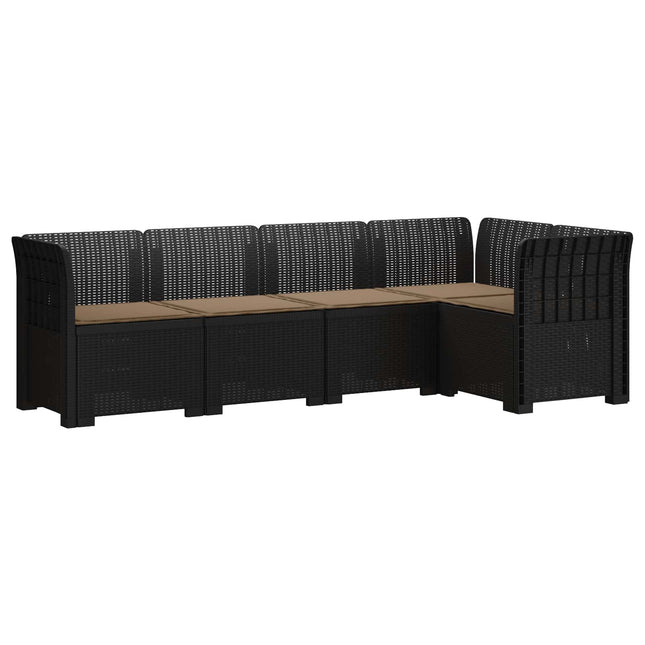 5-personers Havemøbel Sofa med Hynder Rattan Look PP Antracit