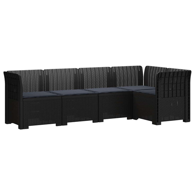 5-personers Havemøbel Sofa med Hynder Rattan Look PP Antracit